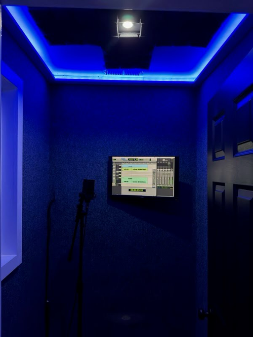 Artist recording area view of C Room at PAD 2 music recording studio designed for artists and producers