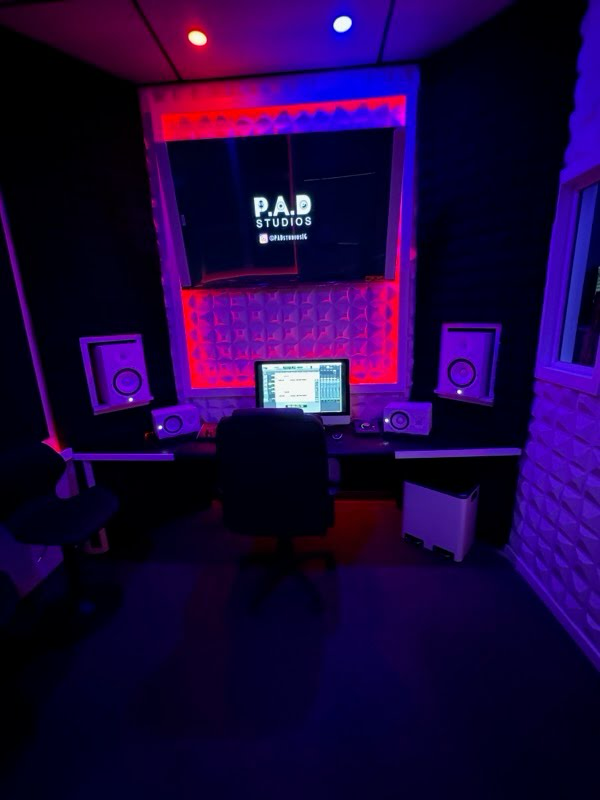 PAD Studios C Room music studio setup with recording equipment and creative production space