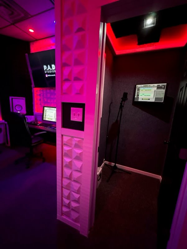 Recording session setup inside C Room at PAD 2 with professional audio gear and studio environment