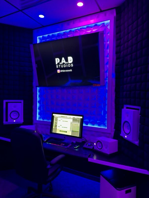 PAD Studios C Room music recording studio at PAD 2 prepared for vocal and track recording sessions